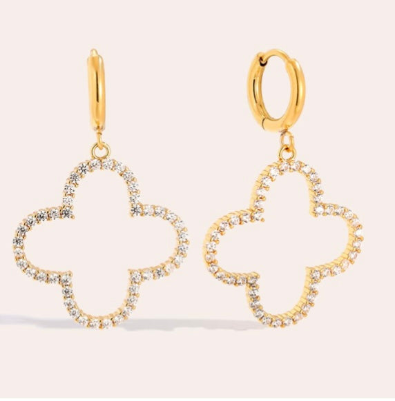 40mm Diamond Blumen Edelstahl Ohrringe