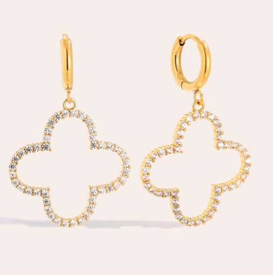 40mm Diamond Blumen Edelstahl Ohrringe