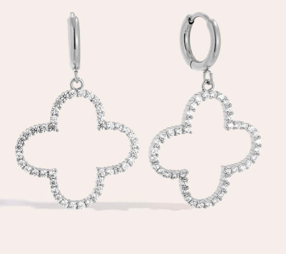 40mm Diamond Blumen Edelstahl Ohrringe