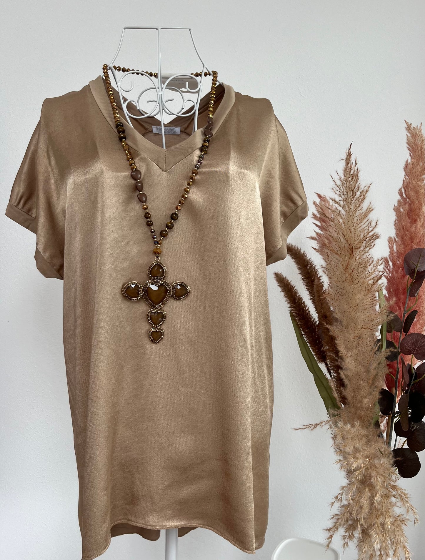 Tshirt V-Ausschnitt Satinoptik