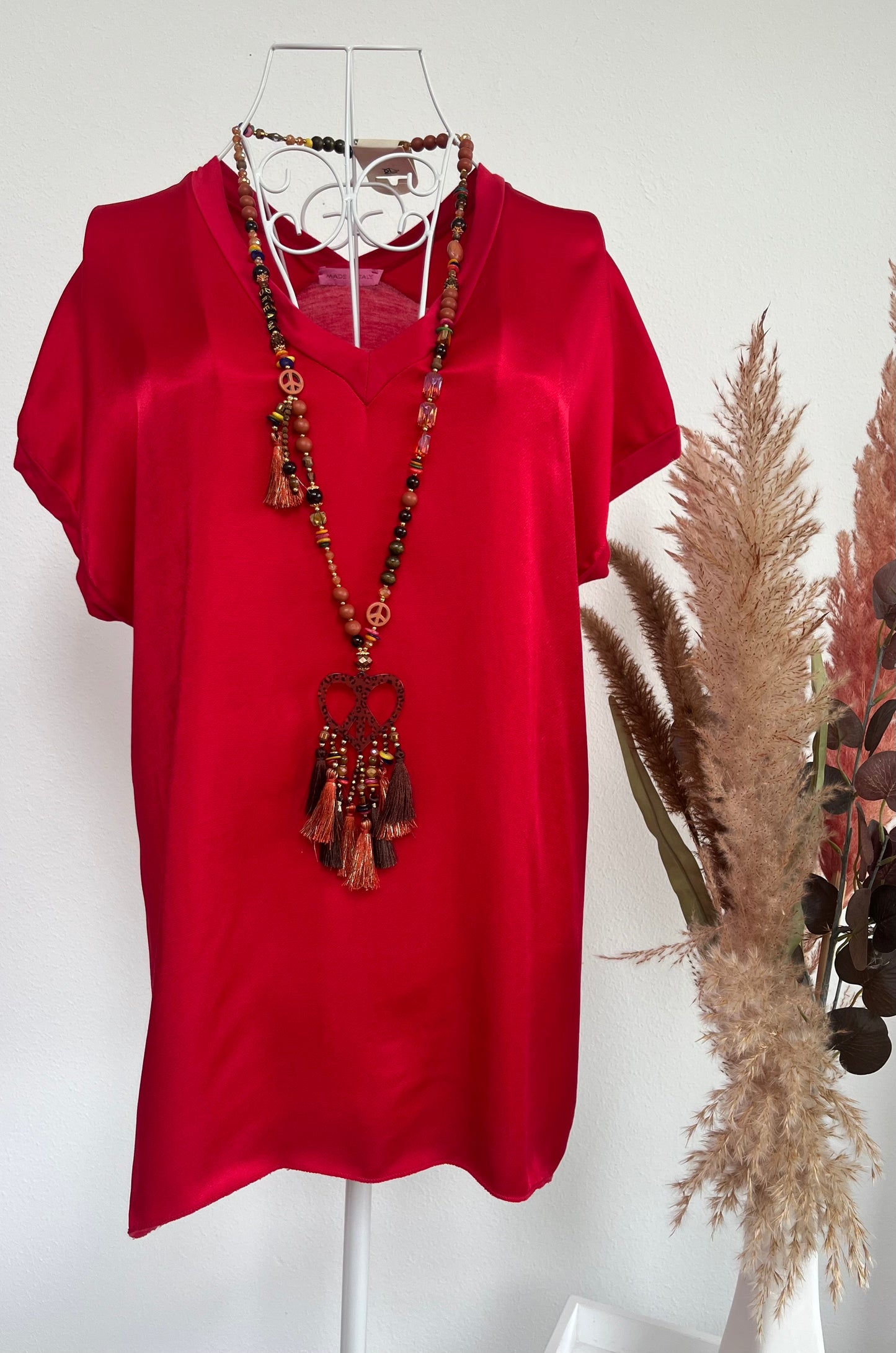 Tshirt V-Ausschnitt Satinoptik