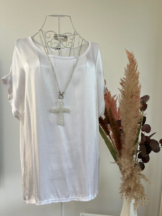 Tshirt Rundhalsausschnitt Satin Optik