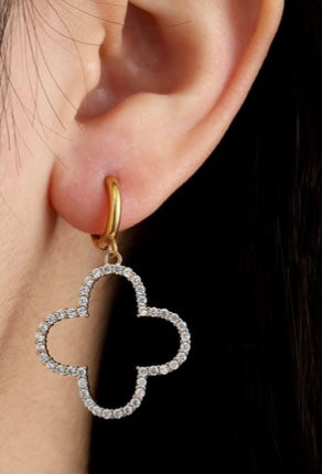 40mm Diamond Blumen Edelstahl Ohrringe